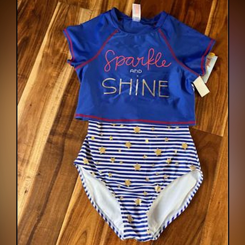 NWT Girls Swimsuit & Swim-shirt Set